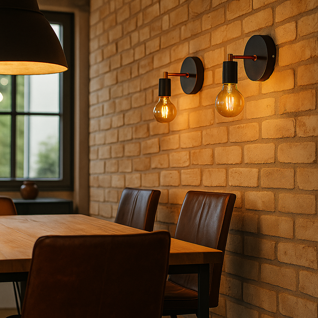 Arandela Retrô Industrial Preto com Cobre