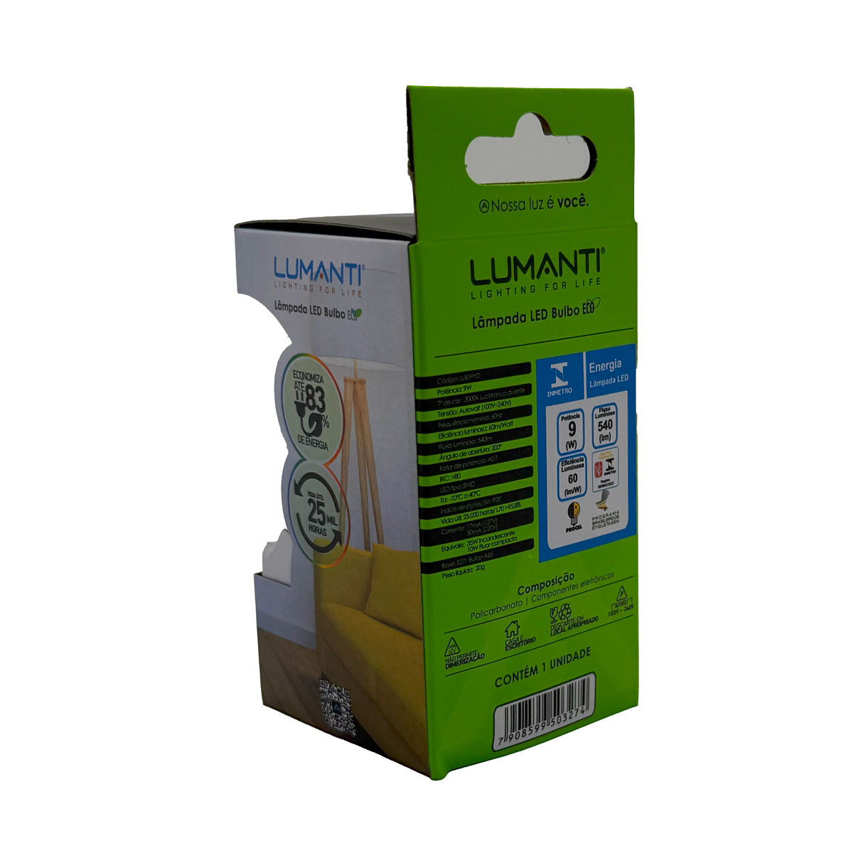 Lâmpada Led Bulbo 9w Branco Quente 3000k Bivolt - Lumanti