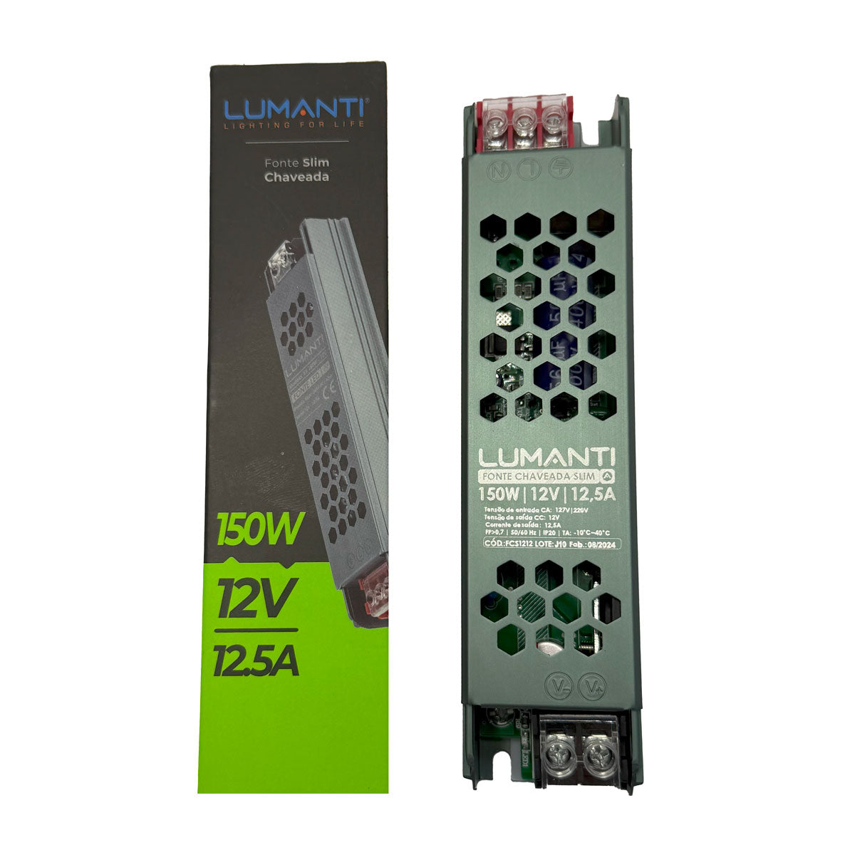 Fonte Chaveada Para Fita Led 150W 12,5A 12V Bivolt - Lumanti