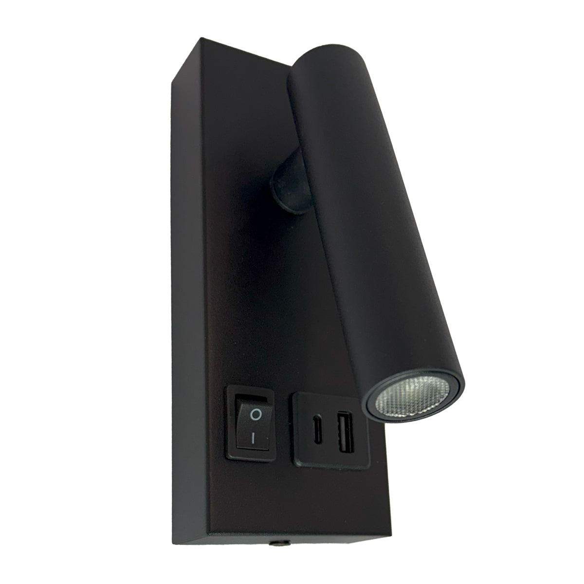 Arandela de Cabeceira Preta C/ Interruptor e Carregador USB Charger LED 2w 3000k Bivolt