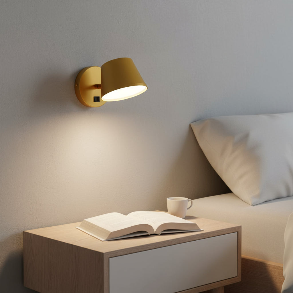 Arandela Luminária De Parede Cabeceira De Cama Com Interruptor Lens Dourado Para Leitura