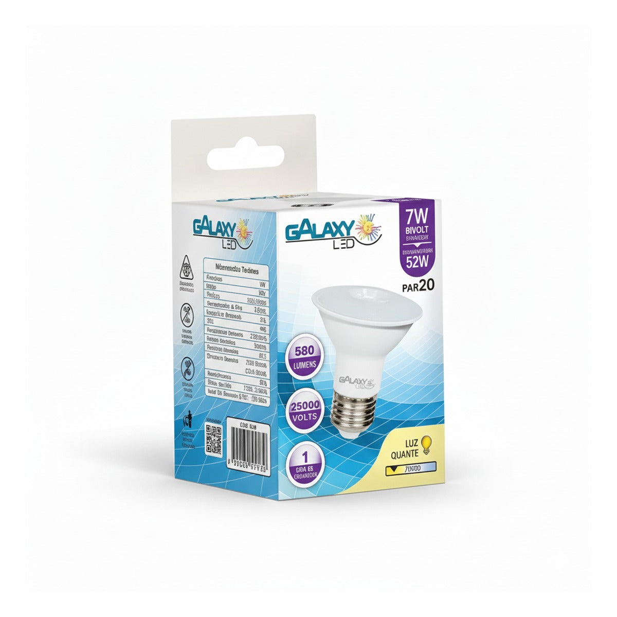 Lâmpada Led Par20 7W 2700K Branco Quente 110/220v Galaxy