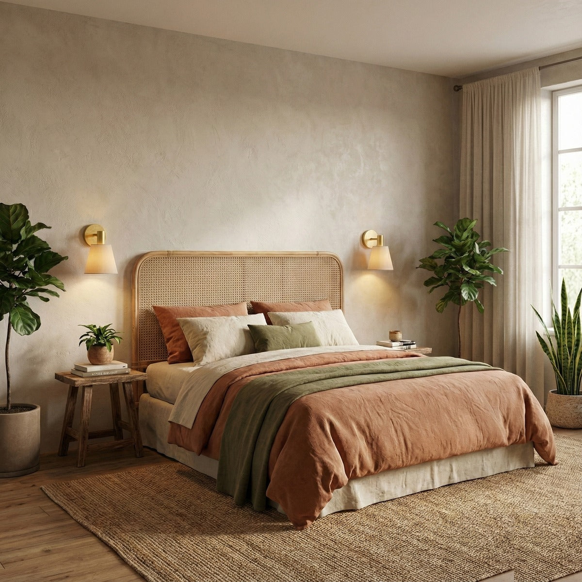 Arandela Cabeceira com Cúpula Crua Bege Pipe Dourado Metalizado