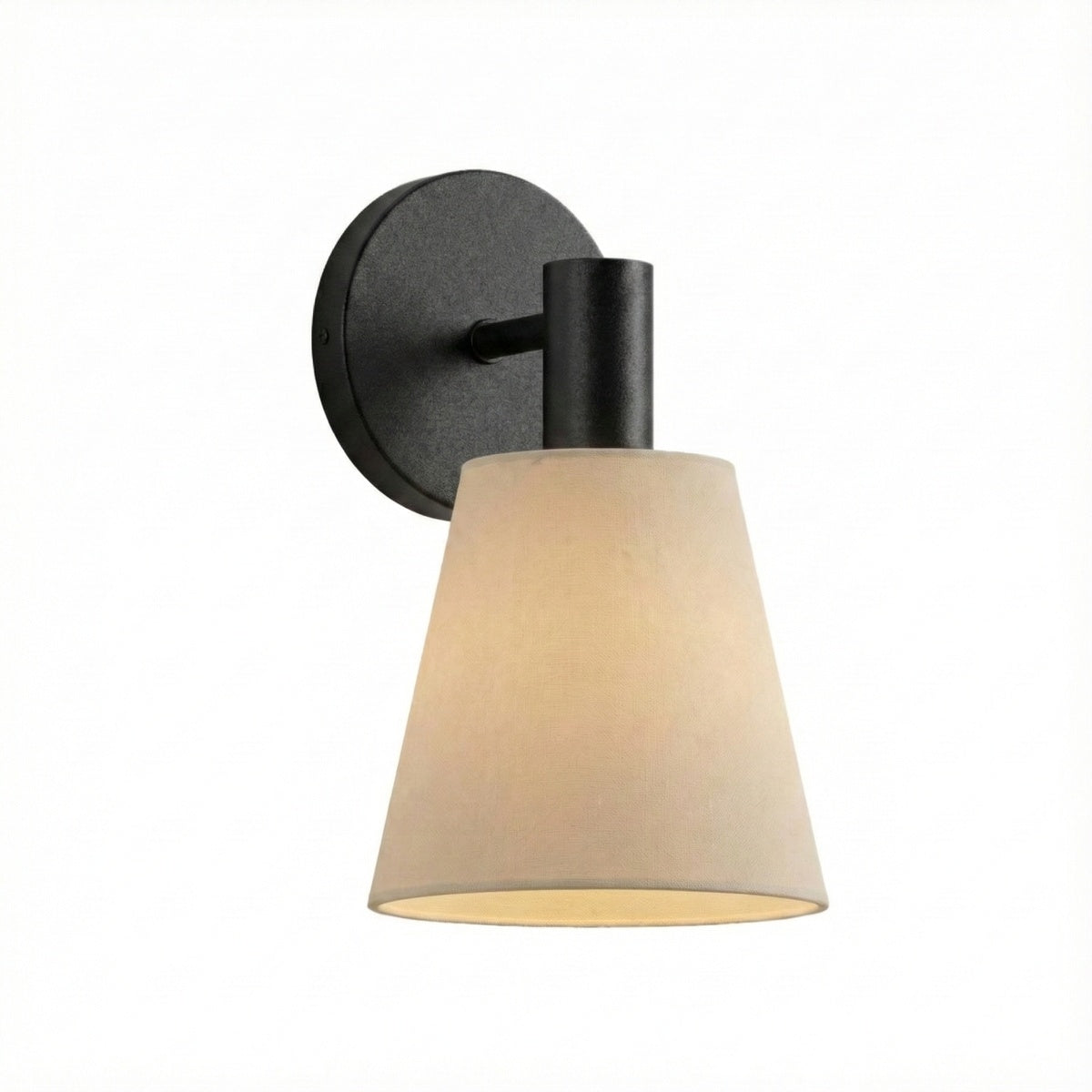 Arandela Cabeceira com Cúpula Crua Bege Pipe Preto Fosco