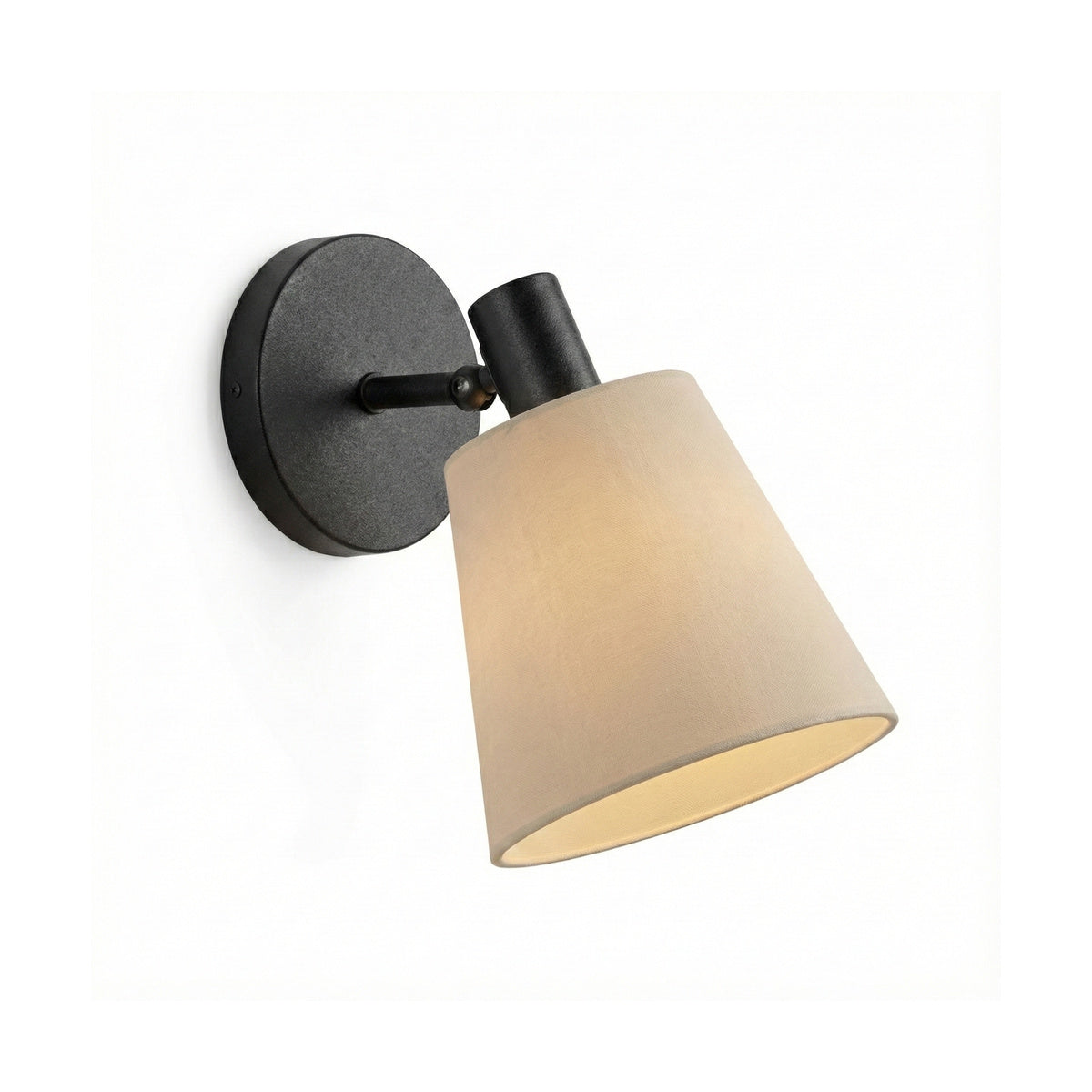 Arandela Cabeceira com Cúpula Crua Bege Pipe Preto Fosco