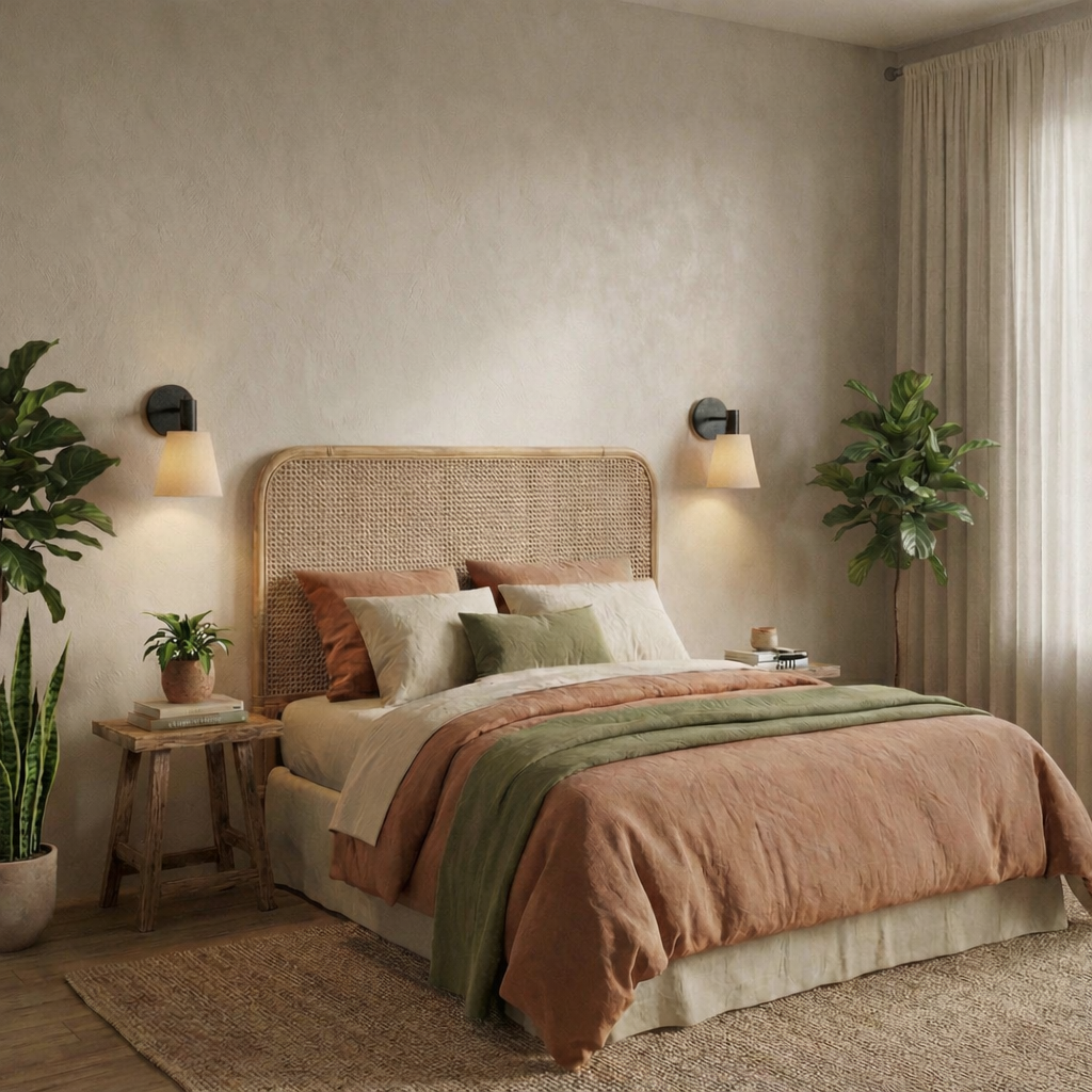 Arandela Cabeceira com Cúpula Crua Bege Pipe Preto Fosco