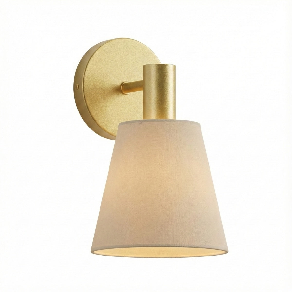 Arandela Cabeceira com Cúpula Crua Bege Pipe Dourado Metalizado