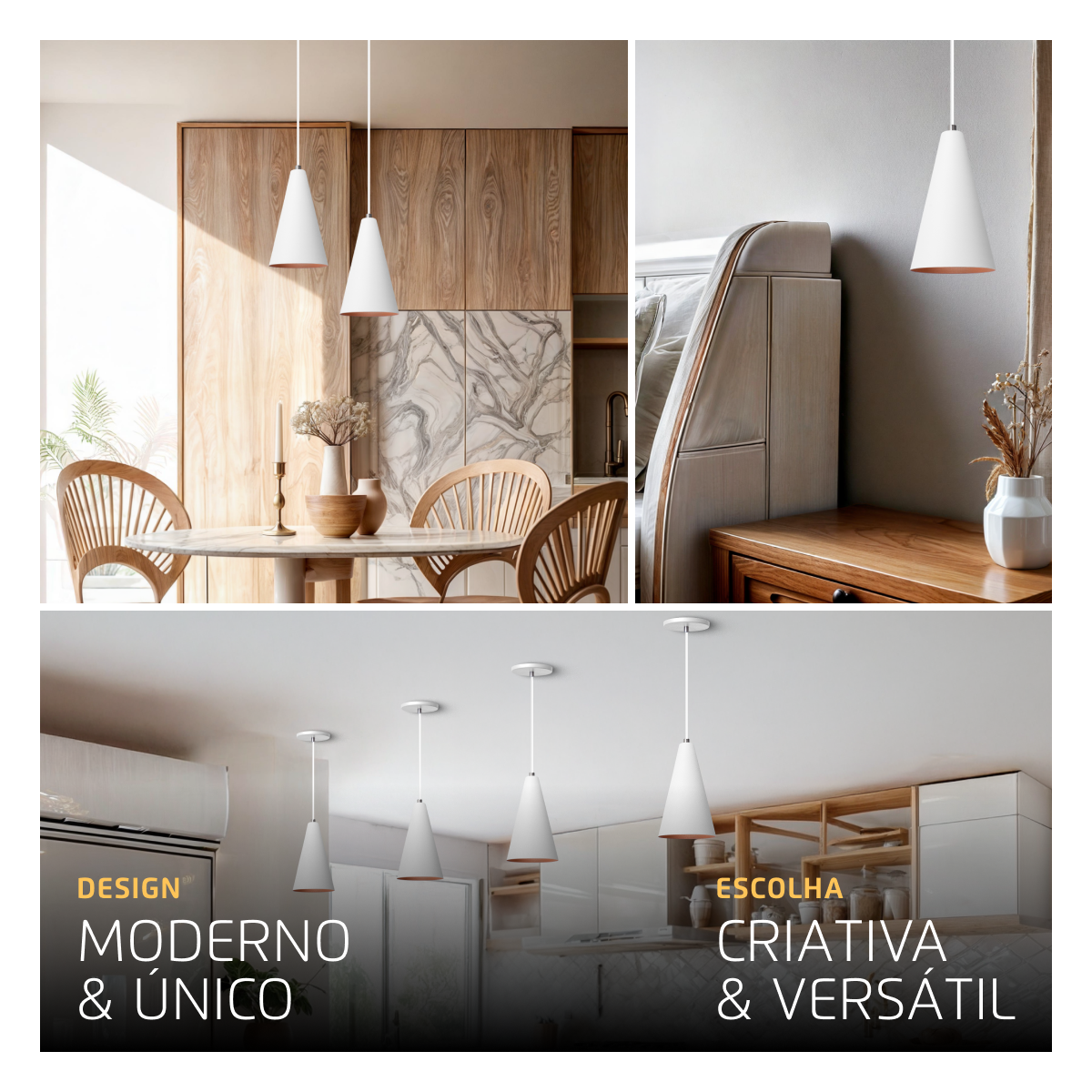 Pendente Lustre Luminária Cone Branco