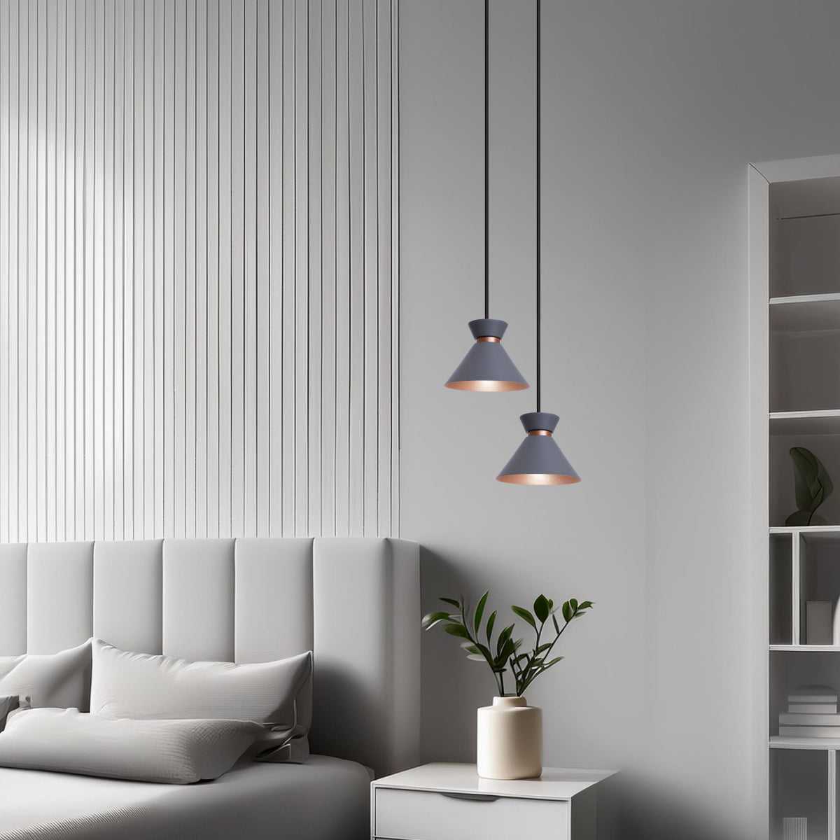 Pendente Lustre Luminária Berlin 15cm Cinza Duplo