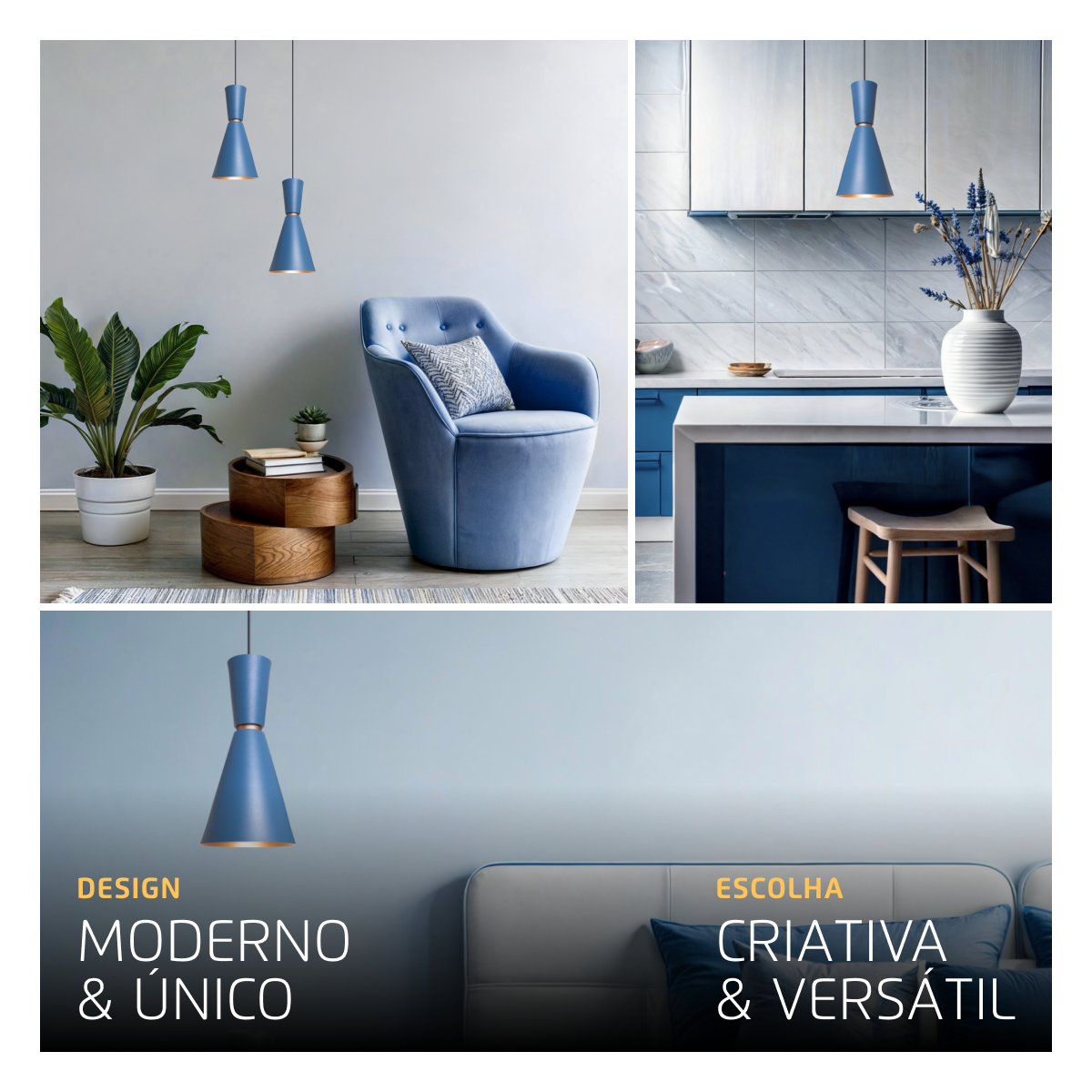 Pendente Lustre Luminária Moscou Azul