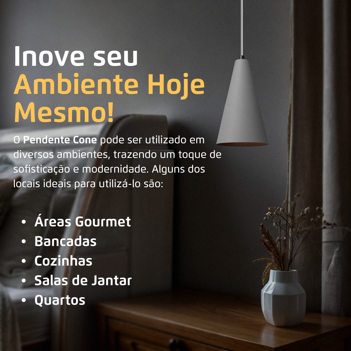 Pendente Lustre Luminária Cone Branco