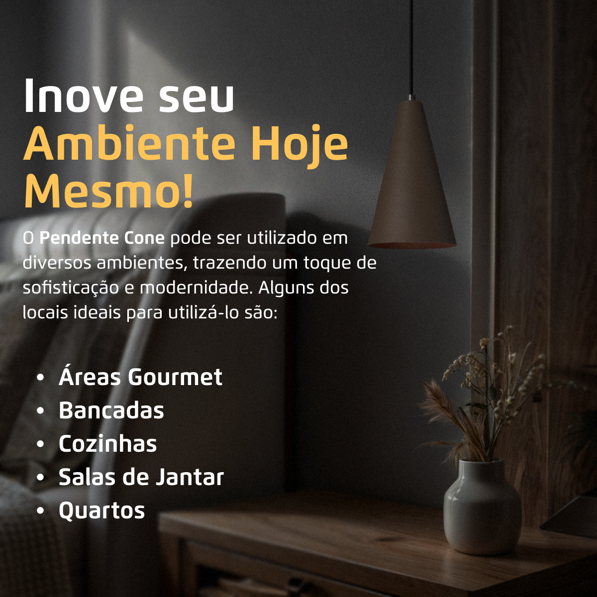 Pendente Lustre Luminária Cone Fendi