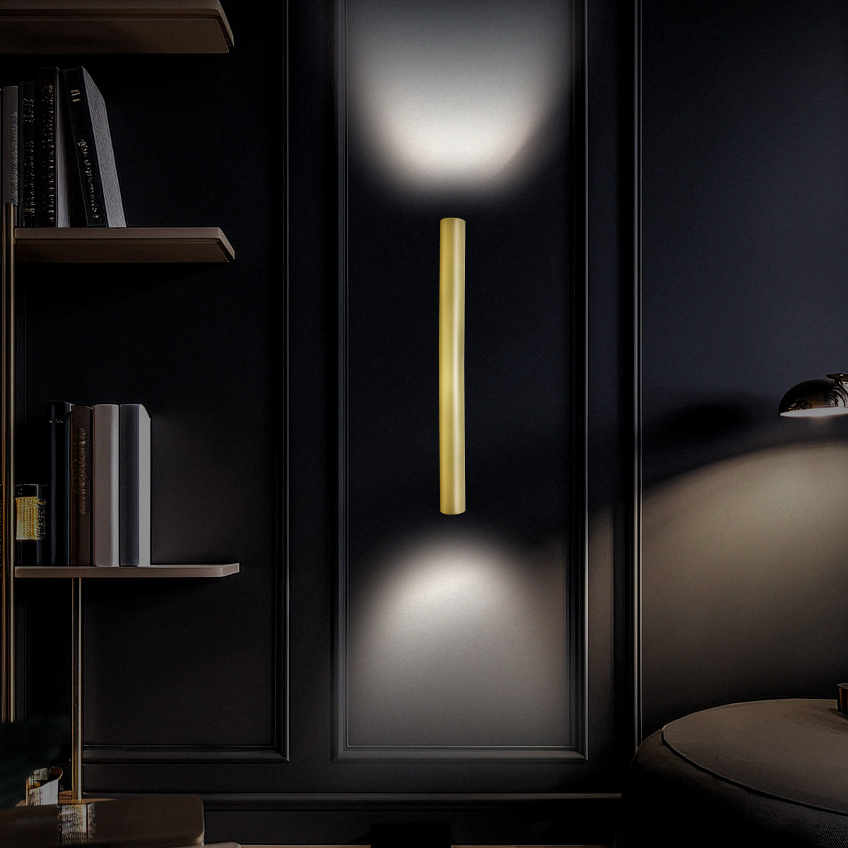 Arandela Tubo Cilindro Alumínio Dourado 45cm