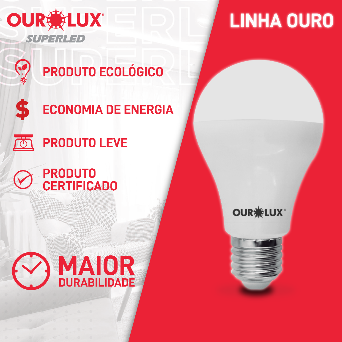 Lâmpada Led Bulbo 9W Ourolux