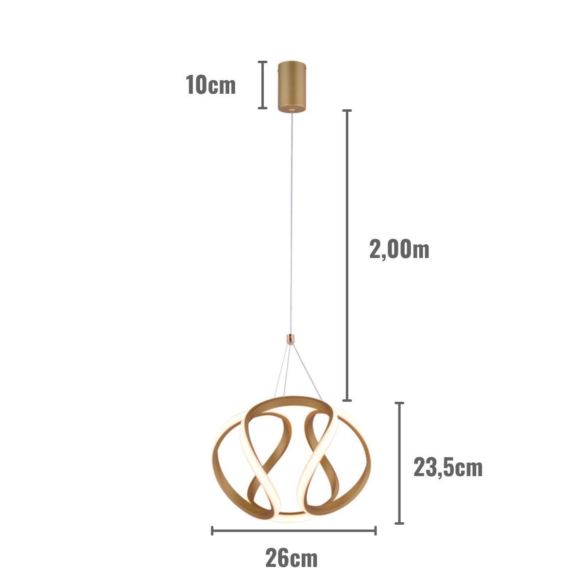 Luminária Pendente Led 39W 3000K Ø26cm Metal Dourado Sindora