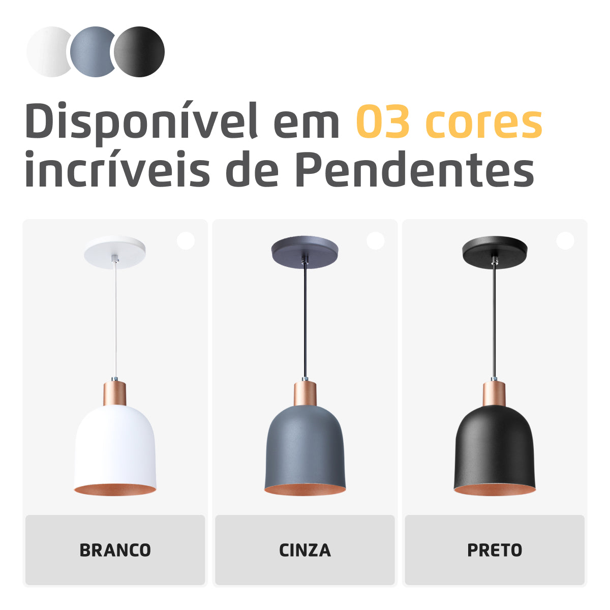 Pendente Lustre Luminária Open em Alumínio Cinza