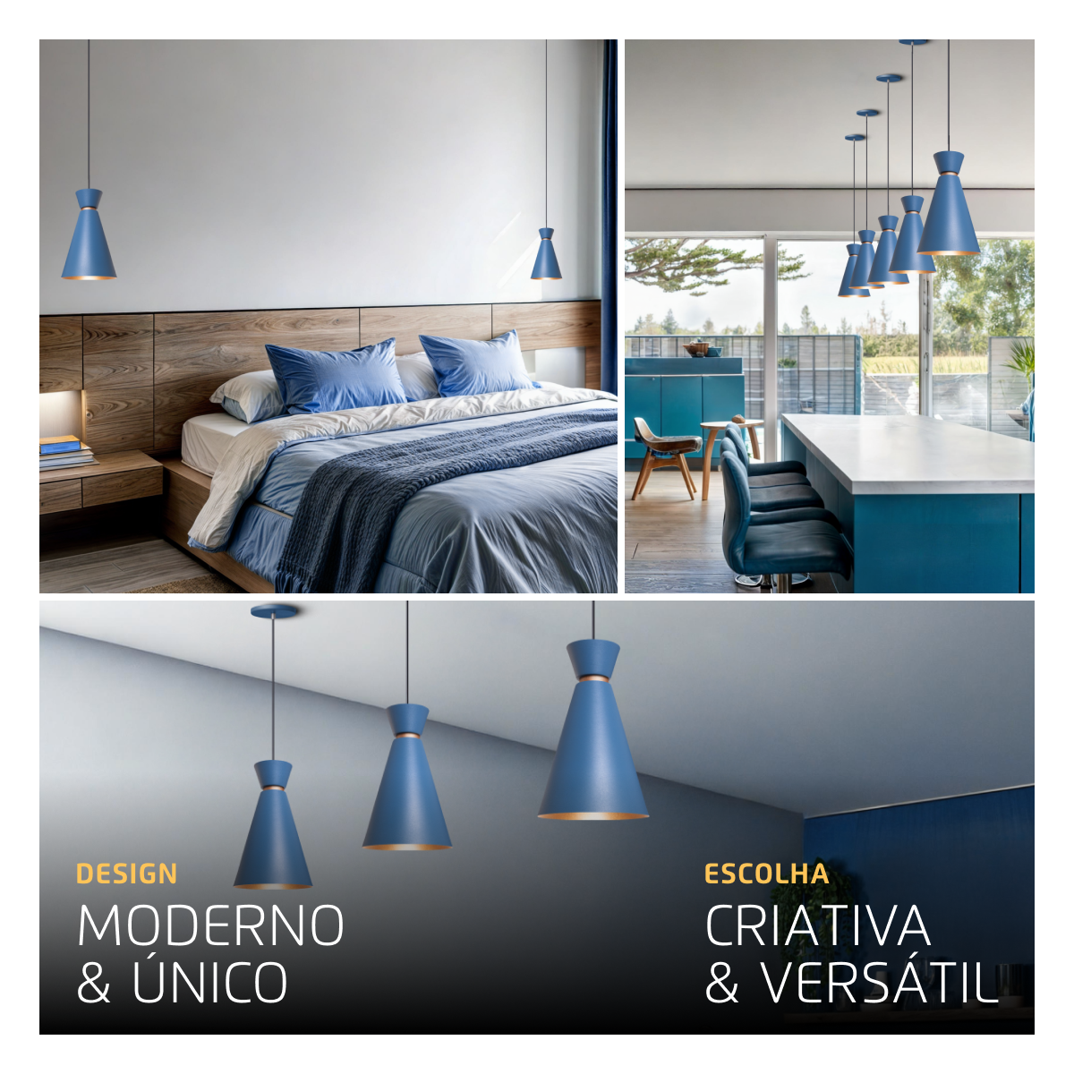 Pendente Lustre Luminária Pequim 30cm Azul