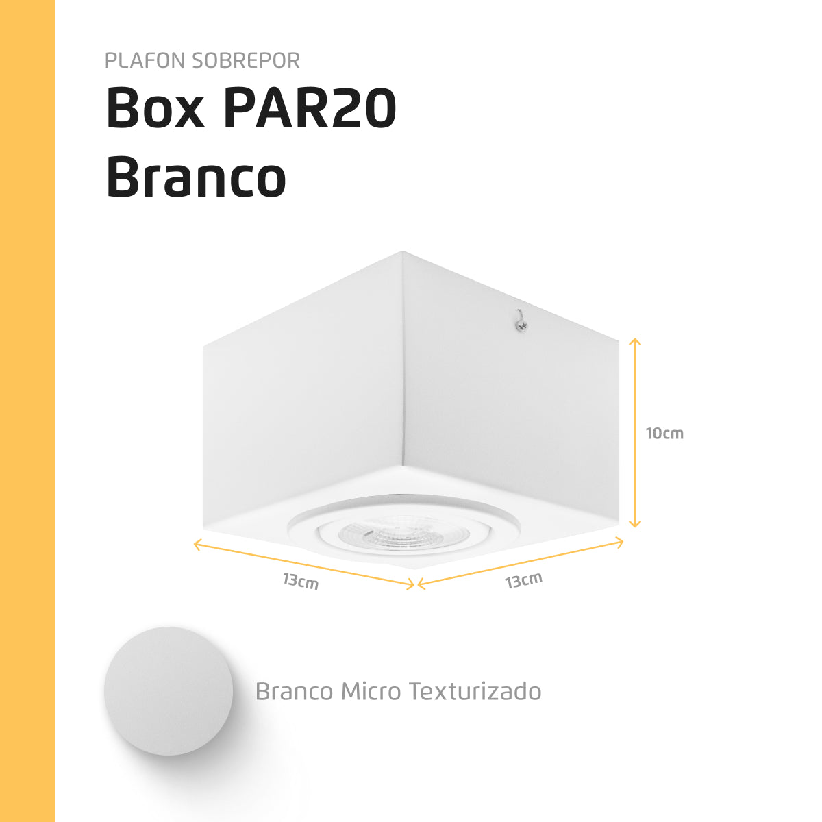 Spot Plafon Sobrepor Box Quadrado Par20 Direcionável