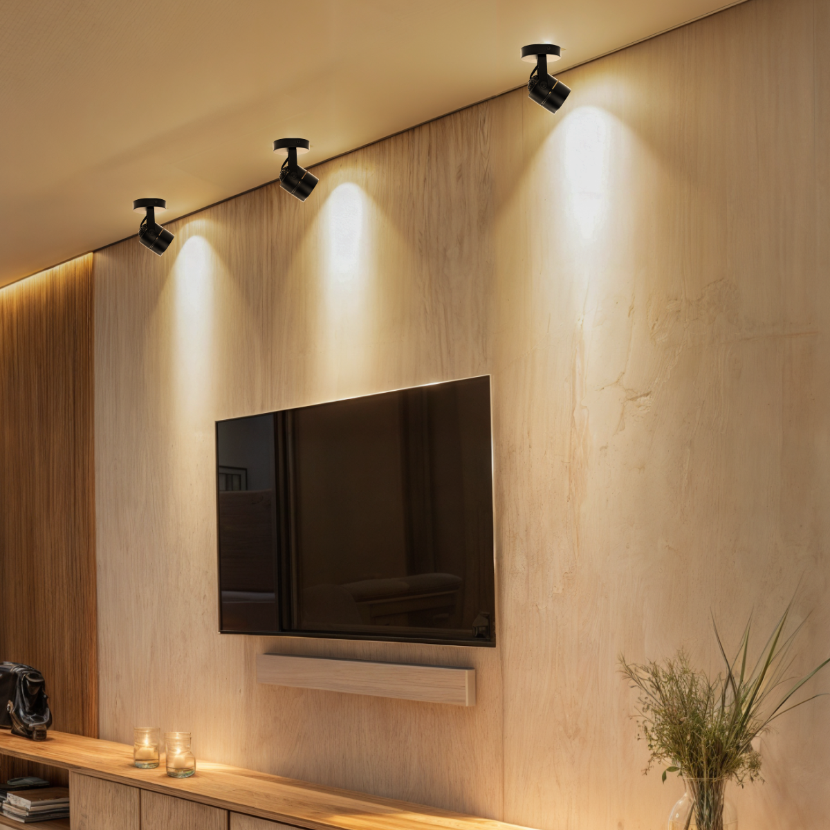 Spot Sobrepor MR16 GU10 Redondo Preto Direcionável