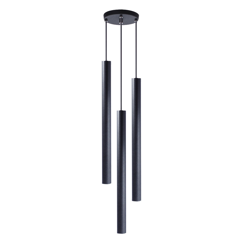 Pendente Luminária Tubo Preto 50 Cm - Triplo
