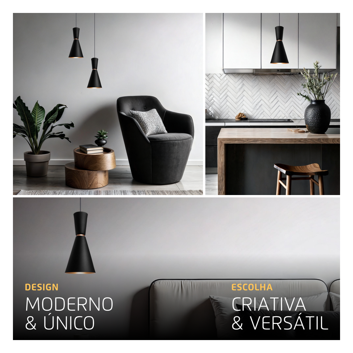 Pendente Lustre Luminária Moscou Preto