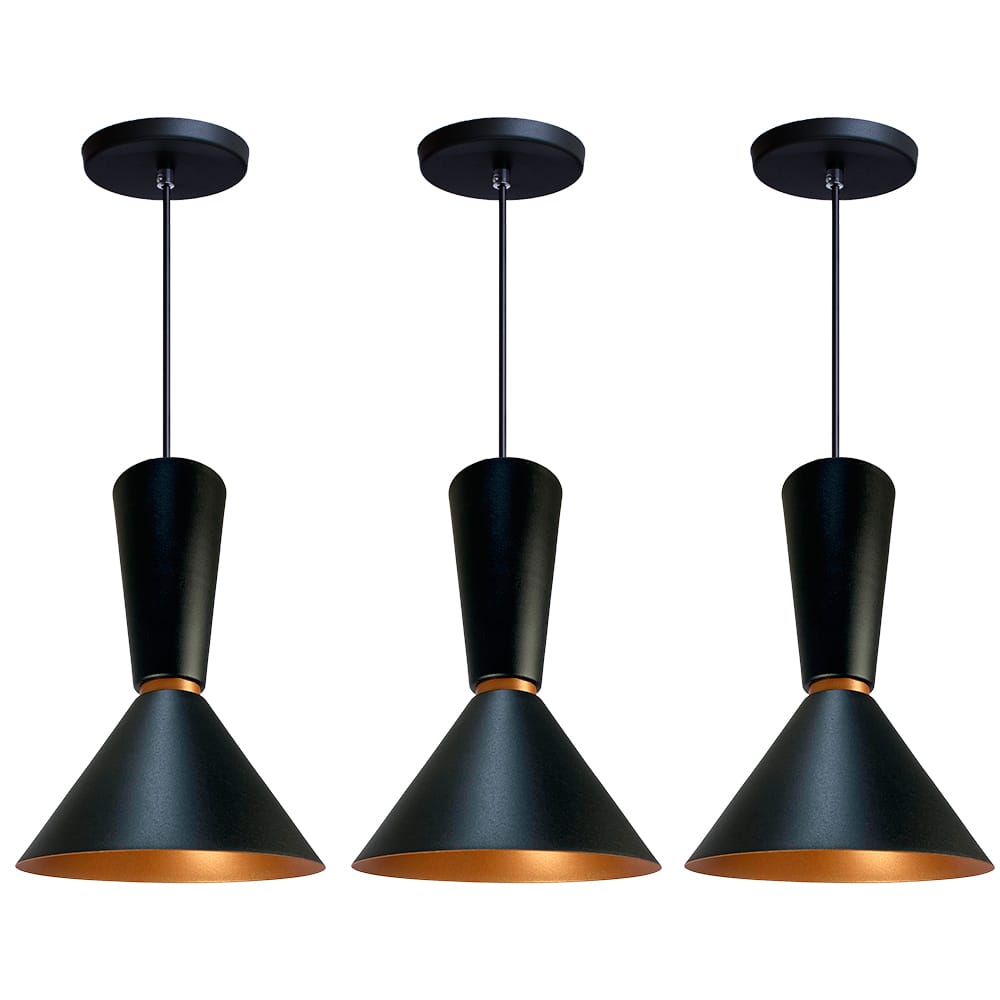 Pendente Lustre Luminária Cone Rio Preto