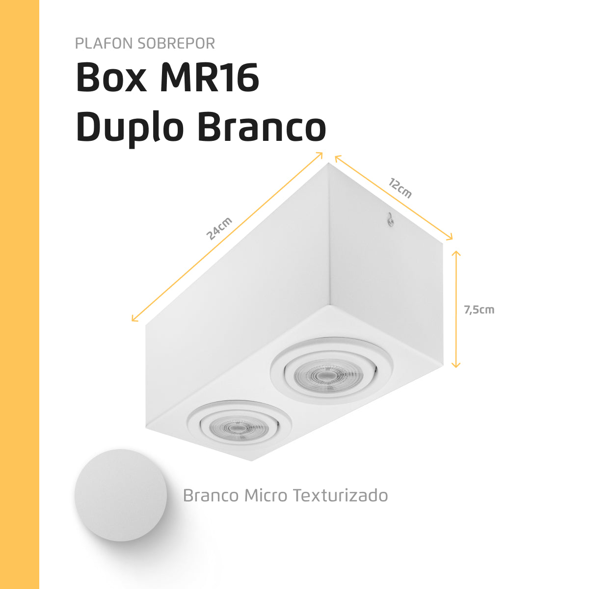 Spot Plafon Sobrepor Box Mr16 Duplo Direcionável