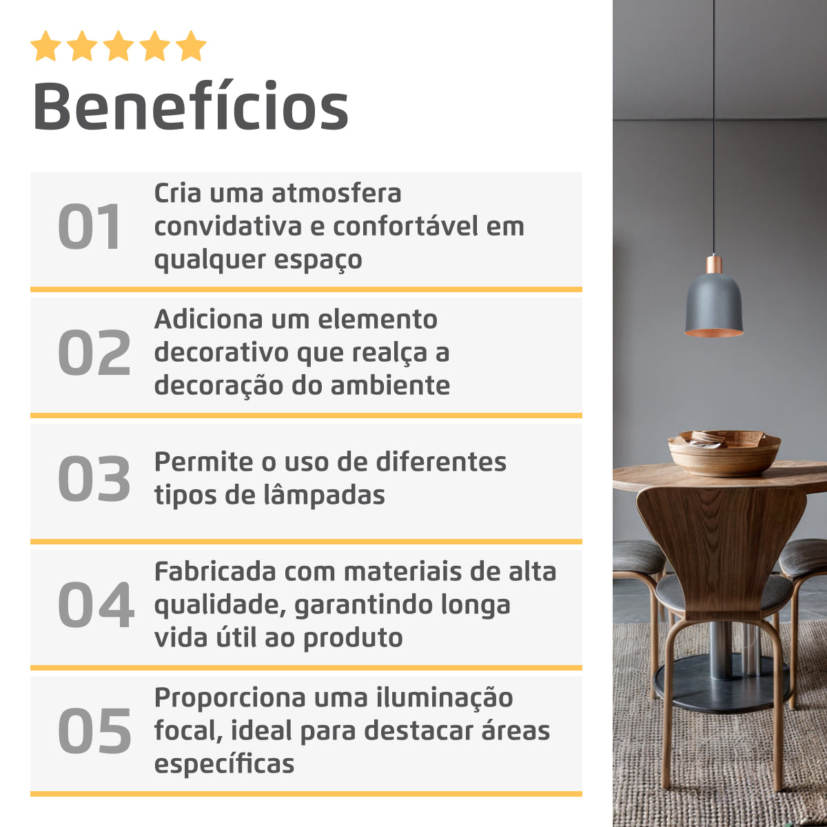 Pendente Lustre Luminária Open em Alumínio Cinza