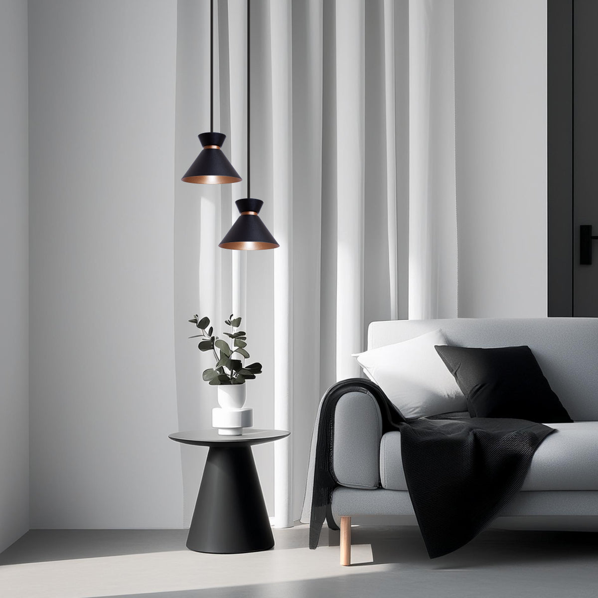 Pendente Lustre Luminária Berlin 15cm Preto Duplo