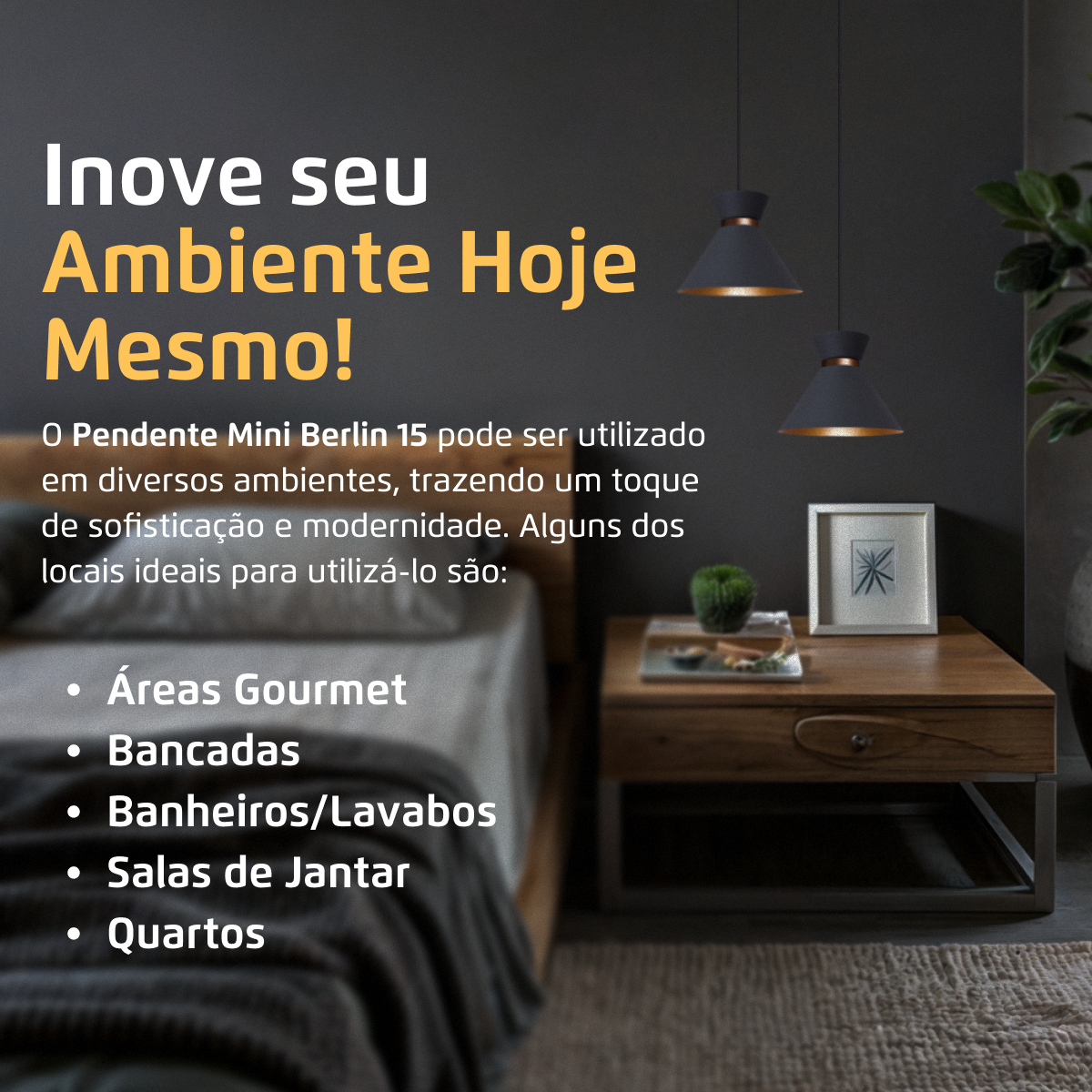 Pendente Lustre Luminária Berlin 15cm Cinza