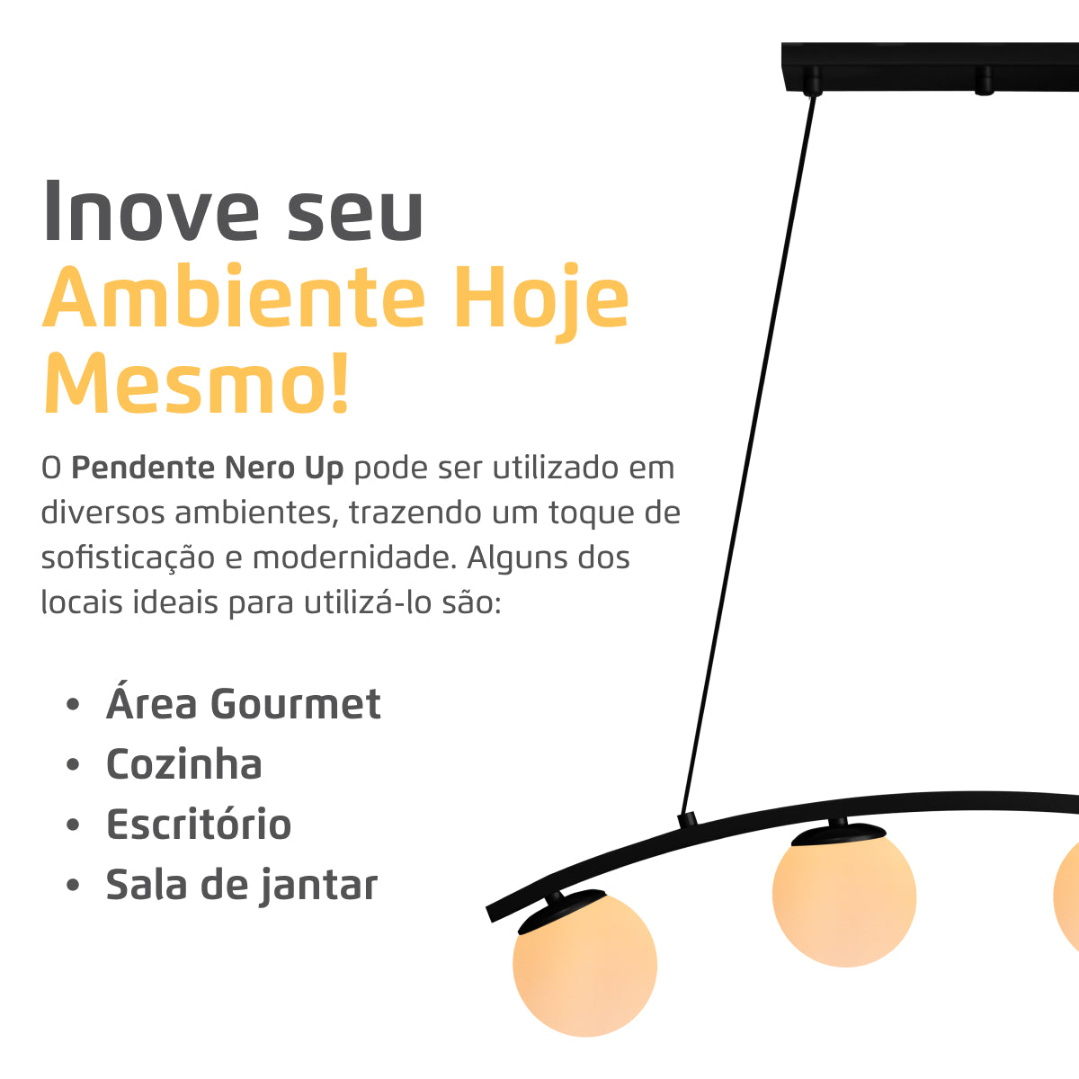 Luminária Pendente Nero Up Preto 4 Globos Leitosos 10Cm