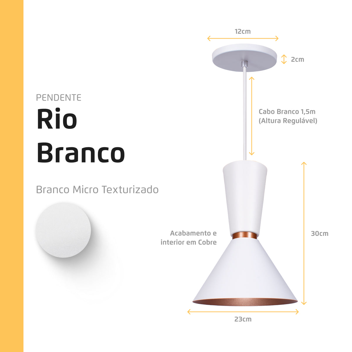 Pendente Lustre Luminária Cone Rio Branco