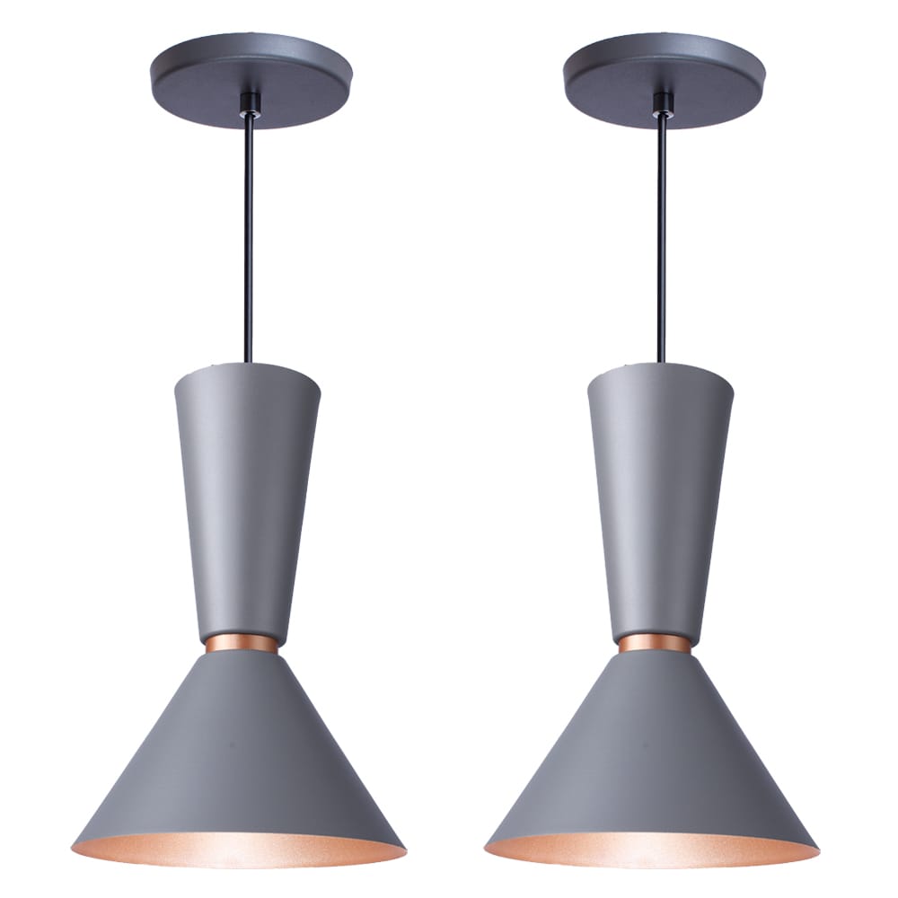 Pendente Lustre Luminária Cone Rio Cinza