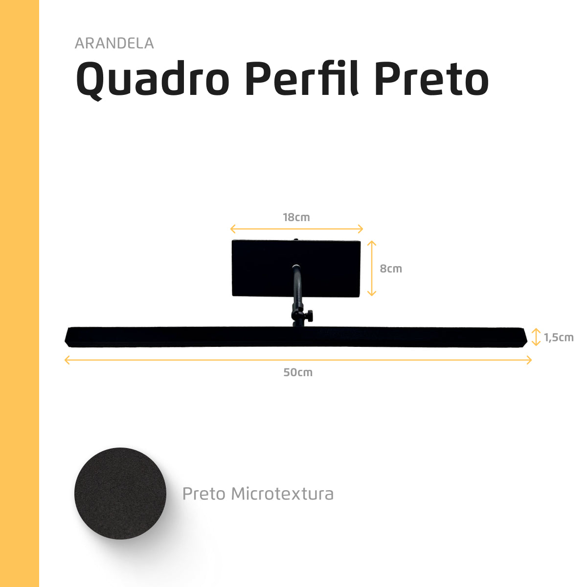 Arandela Quadro Perfil Led 6W 6000K Preto