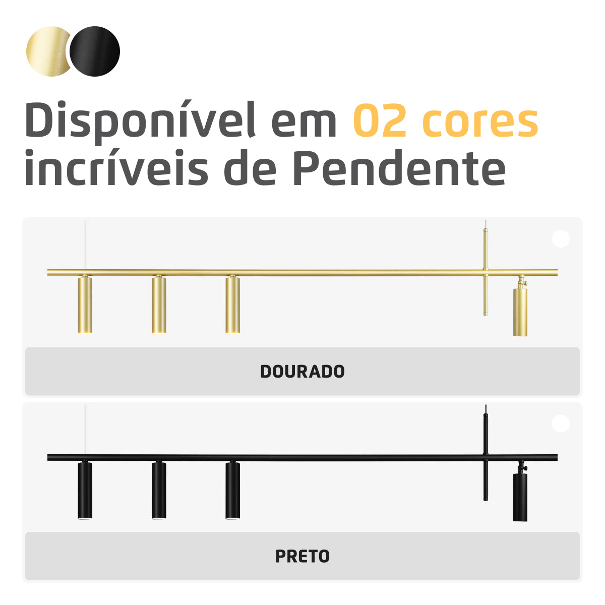 Luminária Pendente Turn By Retangular 4 Spots Dourado