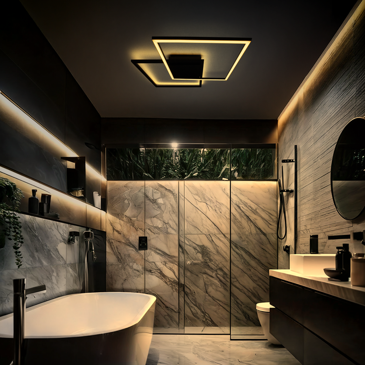 Plafon/Arandela Mosaico Perfil 22w 3000K Luz Indireta Preto