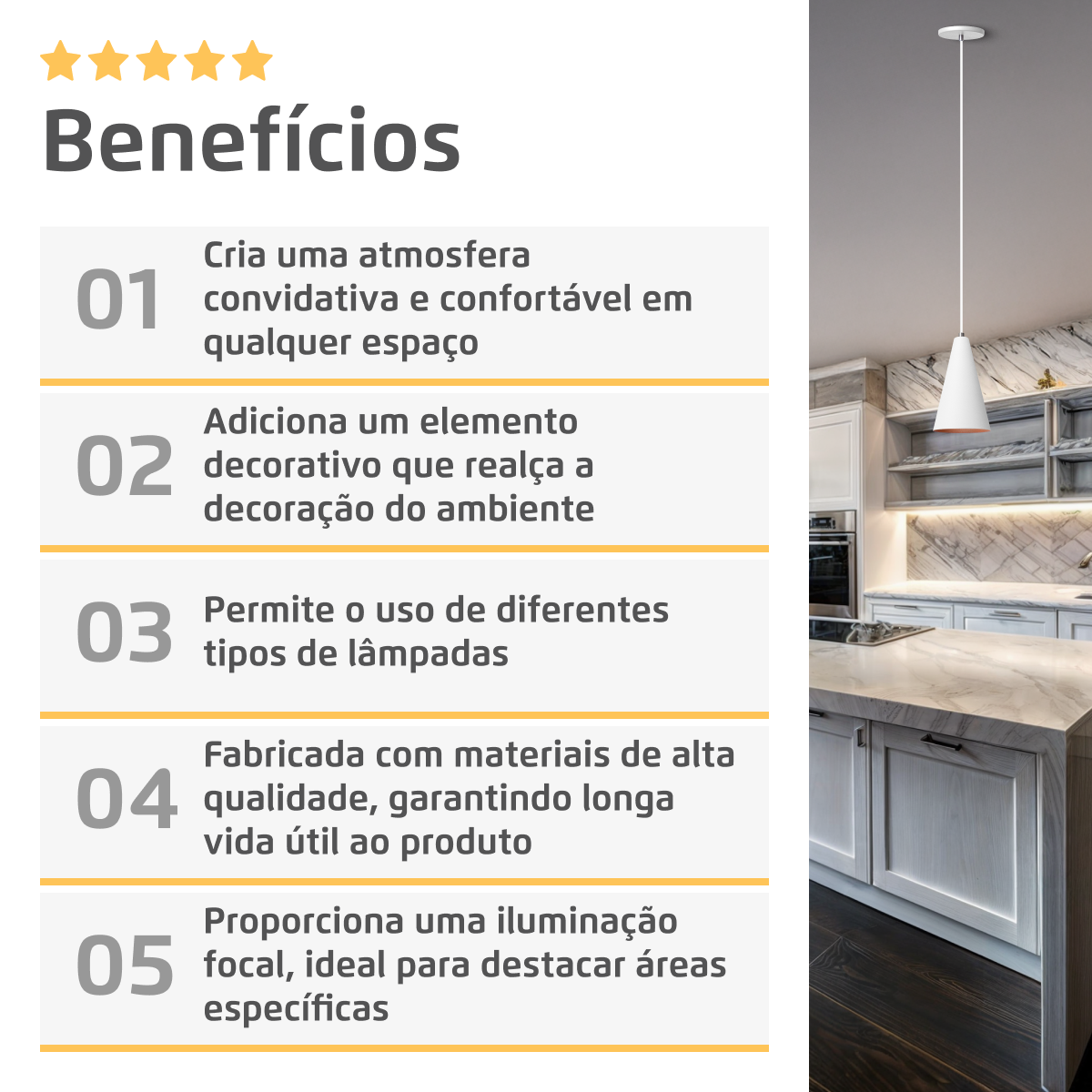 Pendente Lustre Luminária Cone Branco