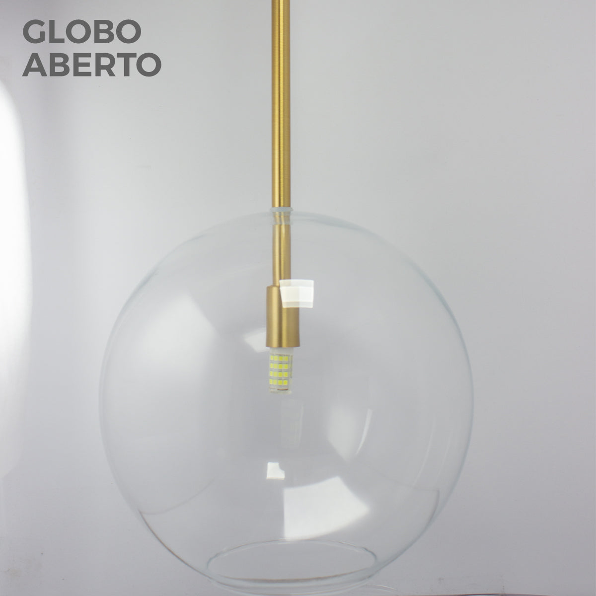 Pendente Lux Dourado Globo Vidro Cristal 25Cm + Led