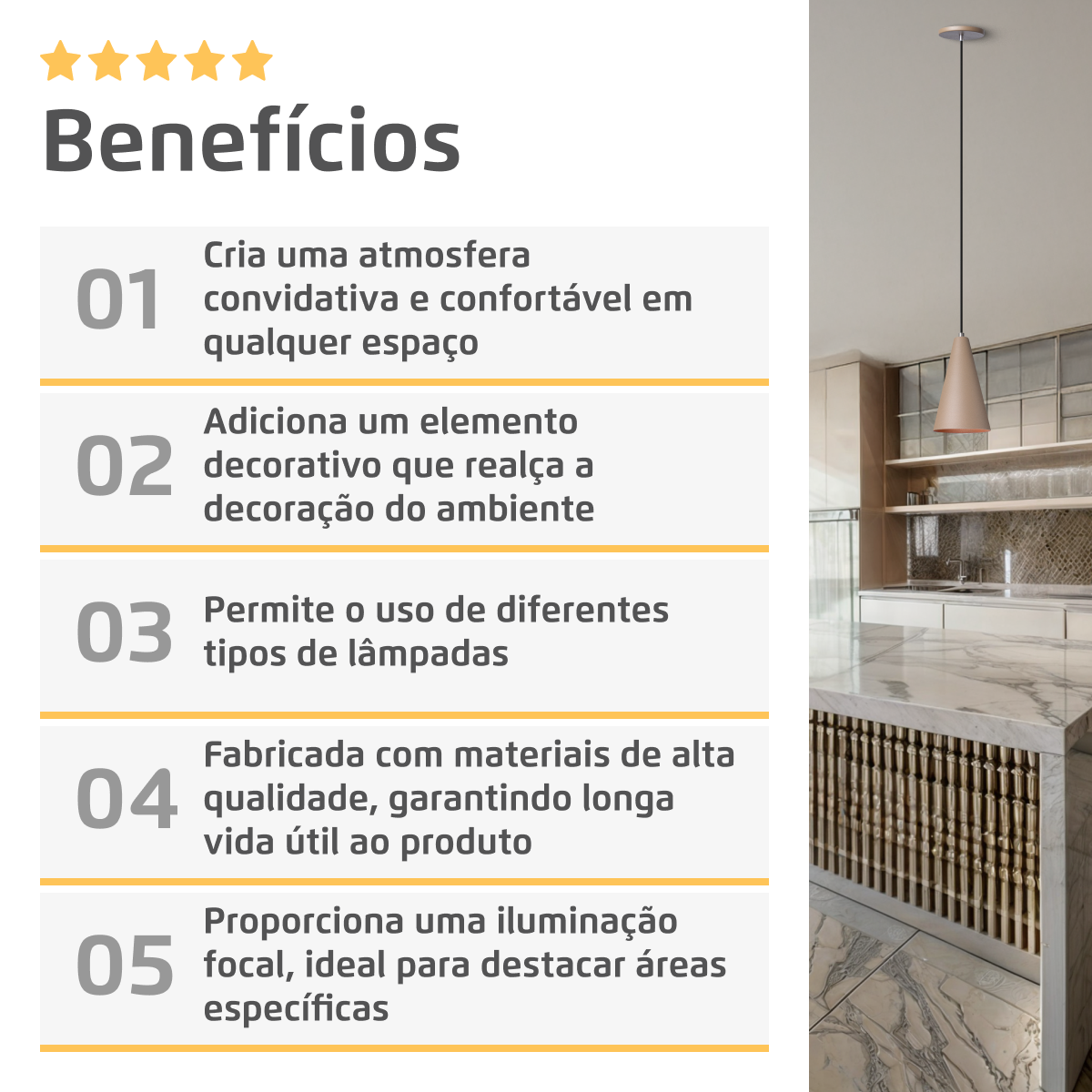 Pendente Lustre Luminária Cone Fendi