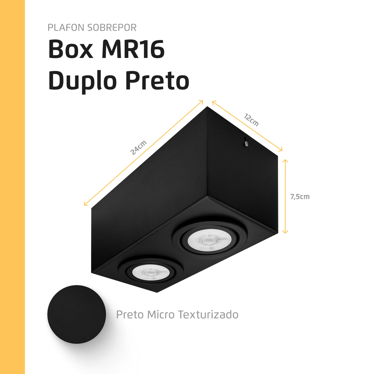 Spot Plafon Sobrepor Box Mr16 Duplo Direcionável