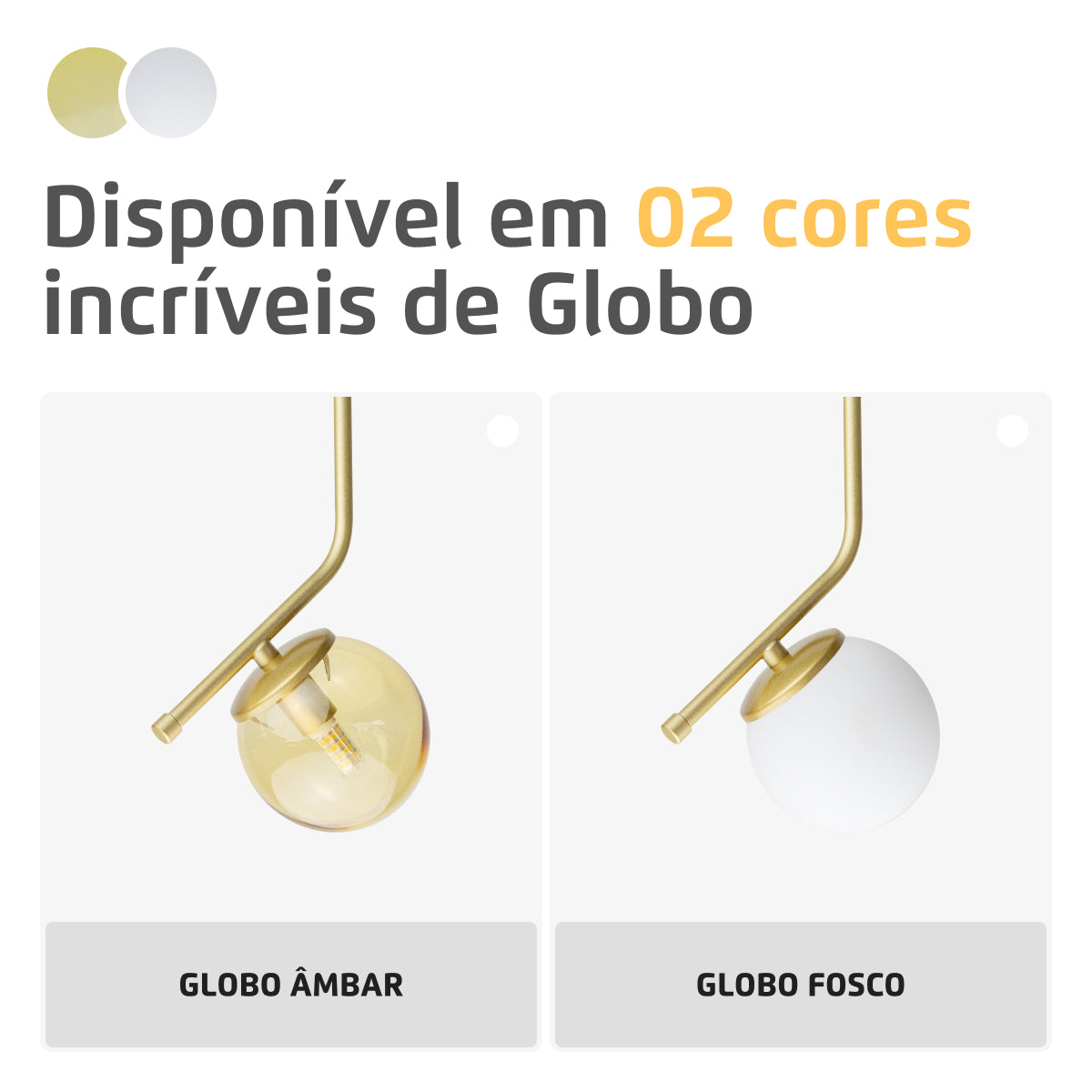 Luminária Pendente Stick Light Dourado Globo Âmbar 10Cm