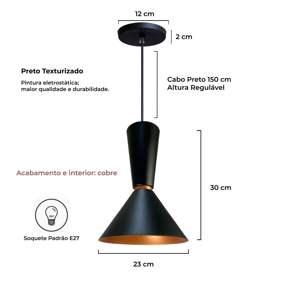 Kit 3 Pendente Lustre Luminária Pequim Berlin Rio
