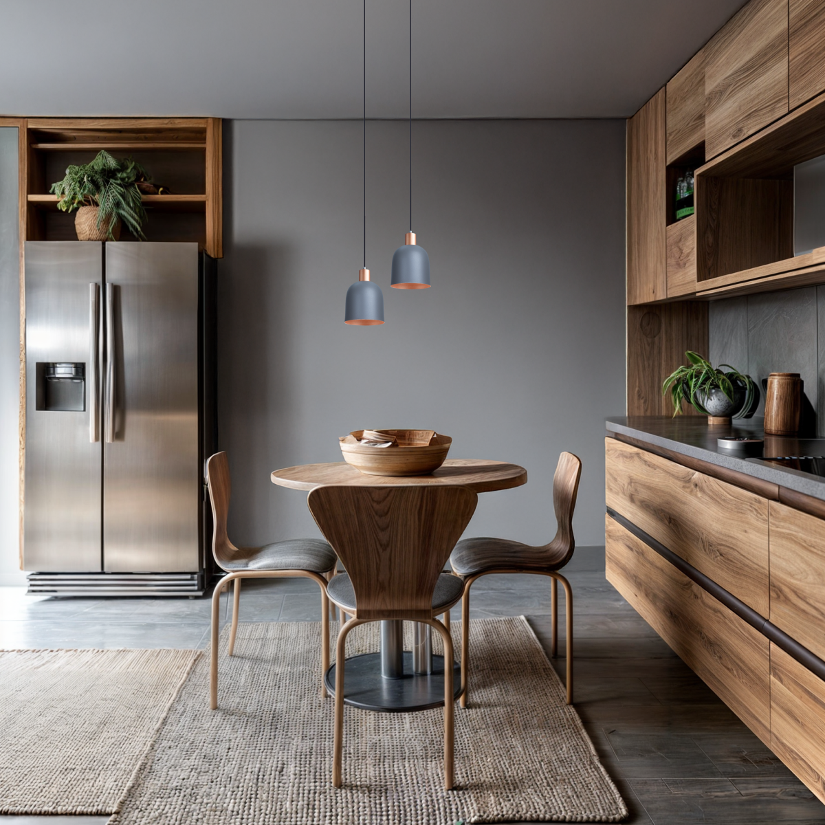 Pendente Lustre Luminária Open Cinza - Duplo