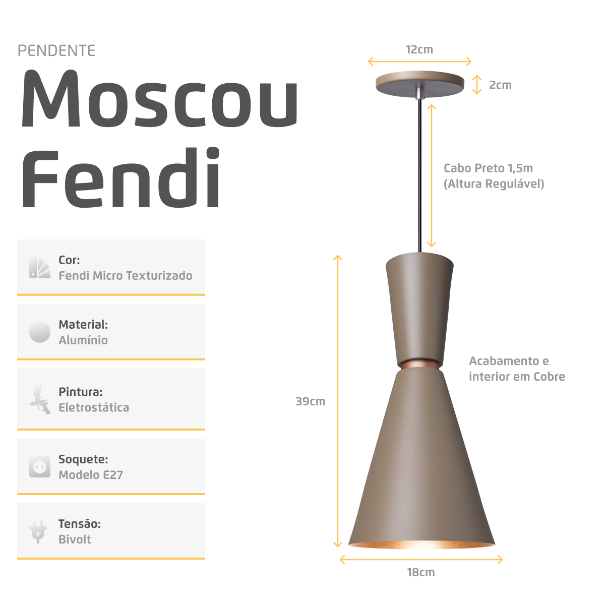 Pendente Lustre Luminária Moscou Fendi