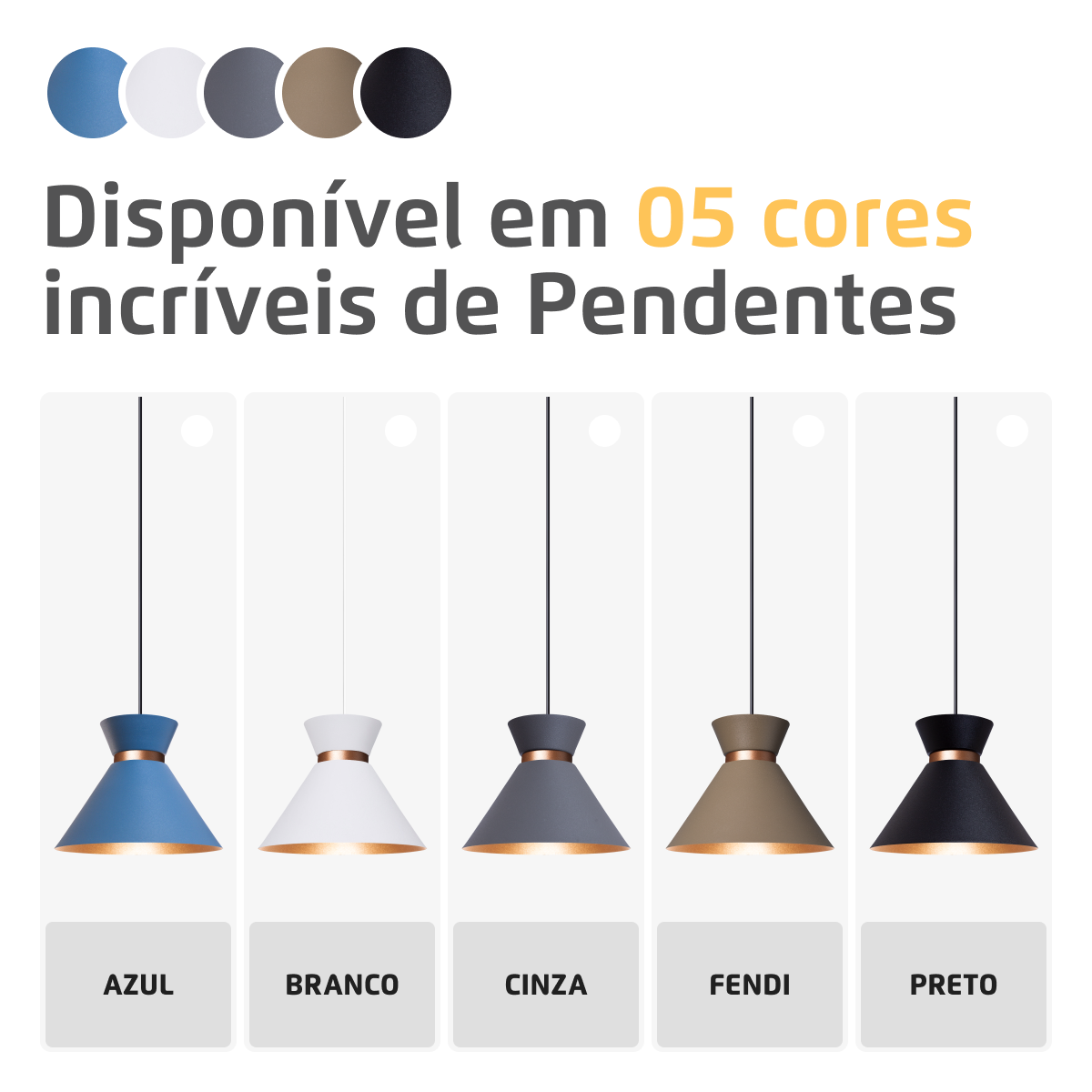 Pendente Lustre Luminária Berlin 15cm Cinza