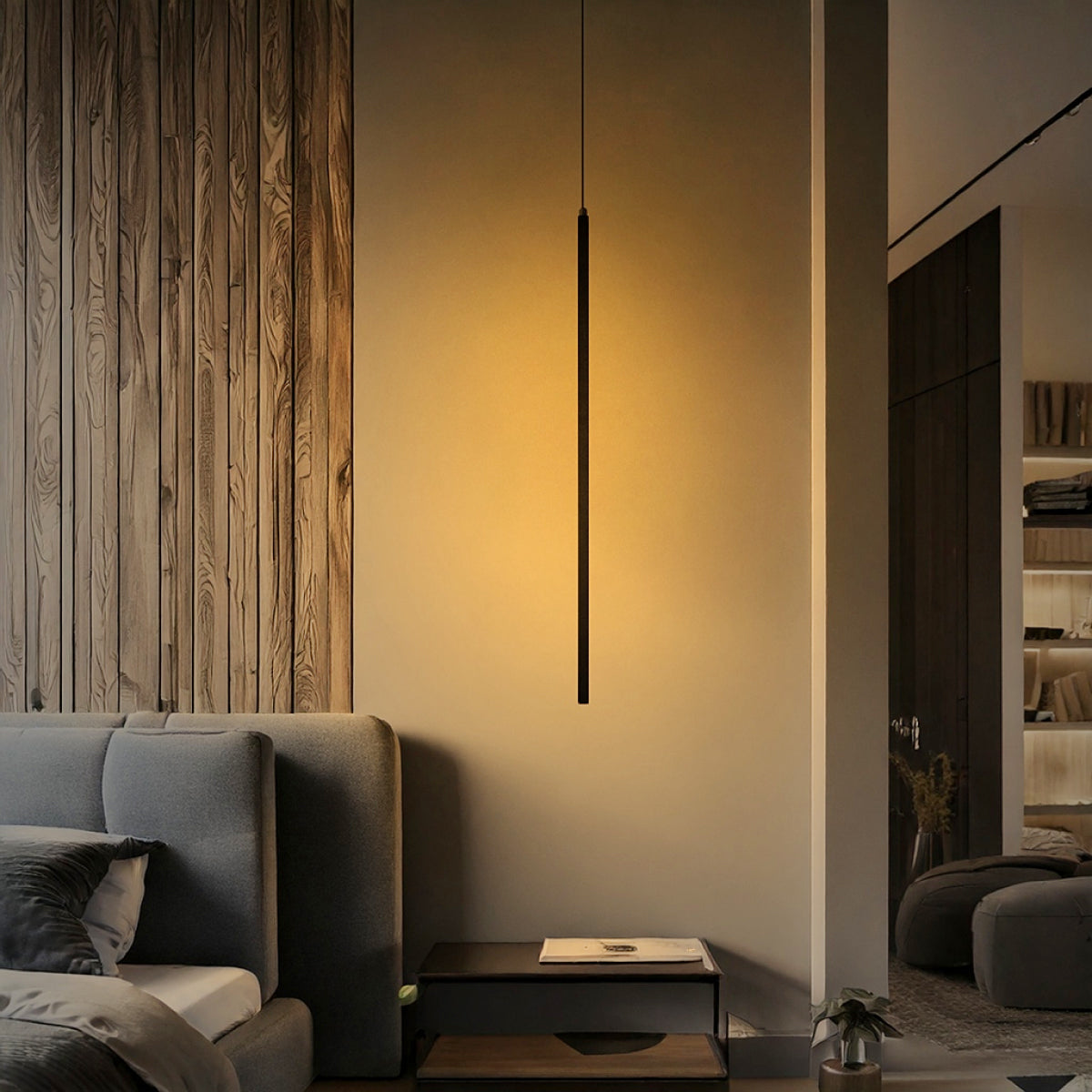 Luminária Pendente Perfil Fit Led 12w 3000k 100Cm Preto