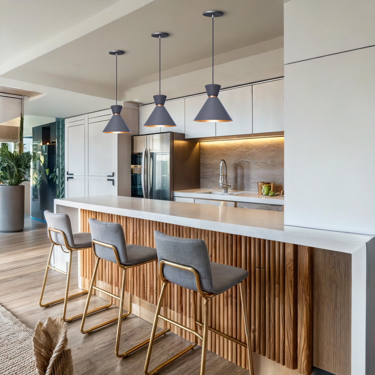 Pendente Lustre Luminária Berlin 23cm Cinza