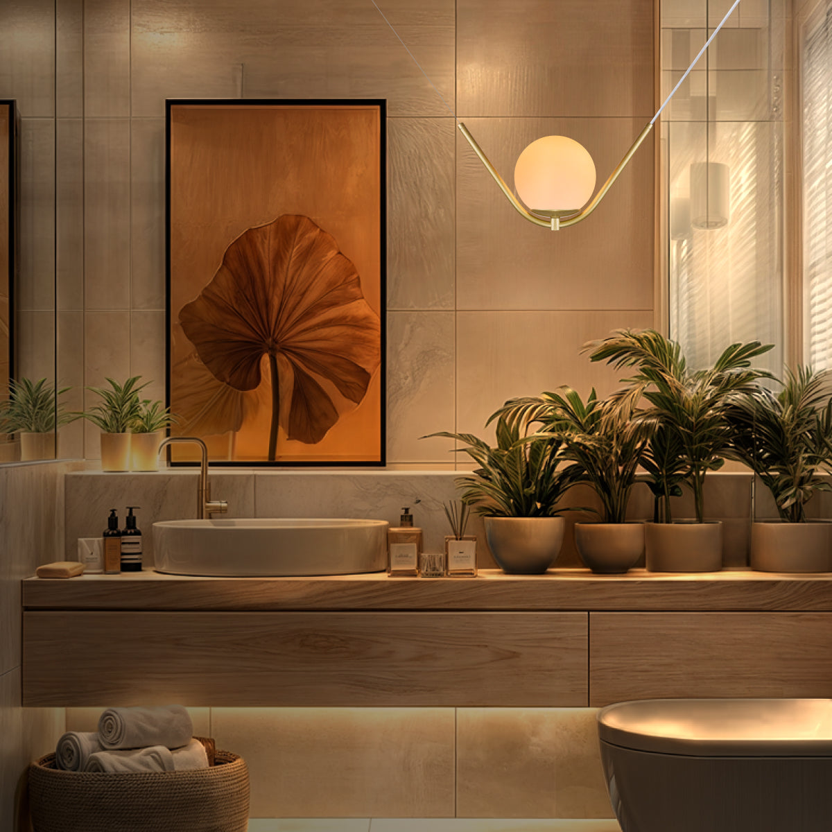 Luminária Pendente Balance Dourado Globo Vidro Leitoso 15Cm