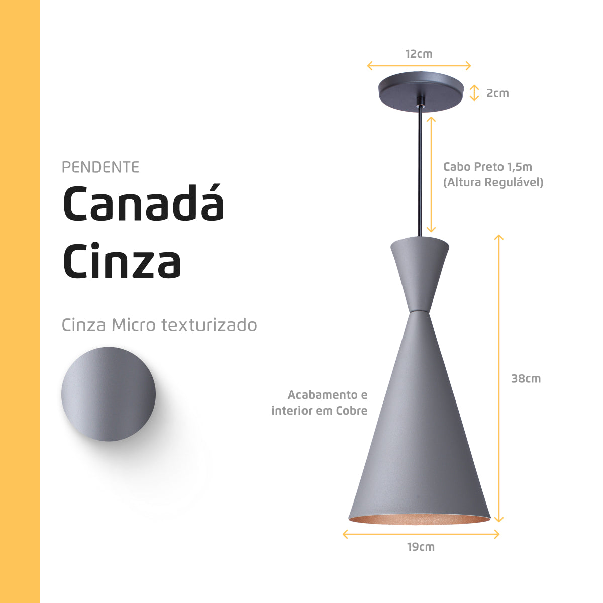 Pendente Lustre Luminária Canadá Cinza