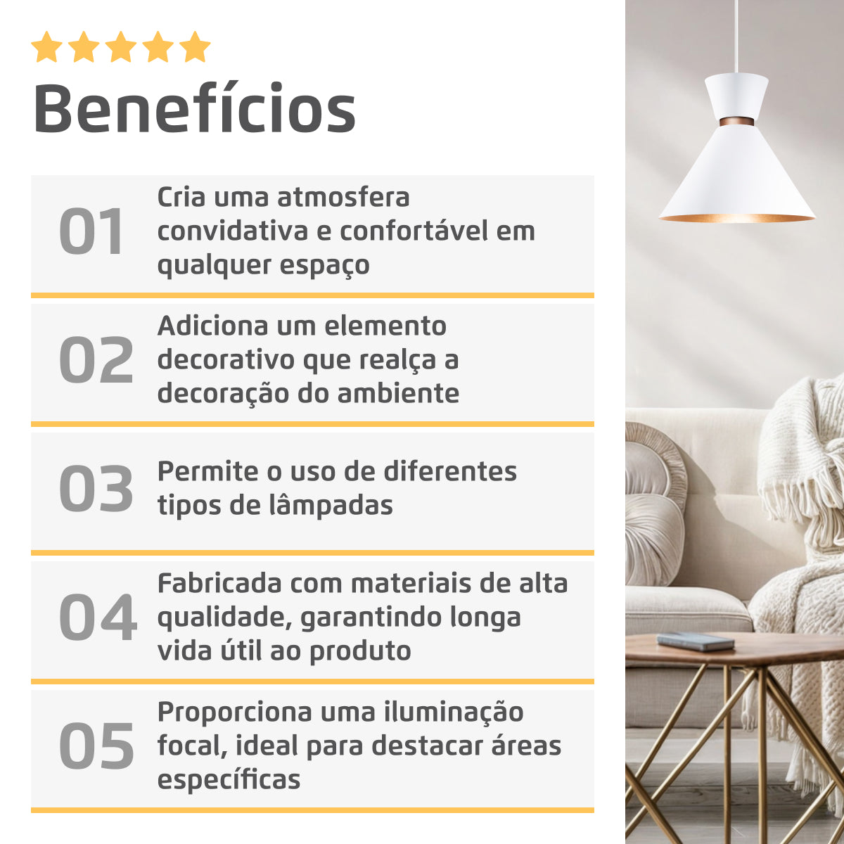 Pendente Lustre Luminária Berlin 23cm Branco